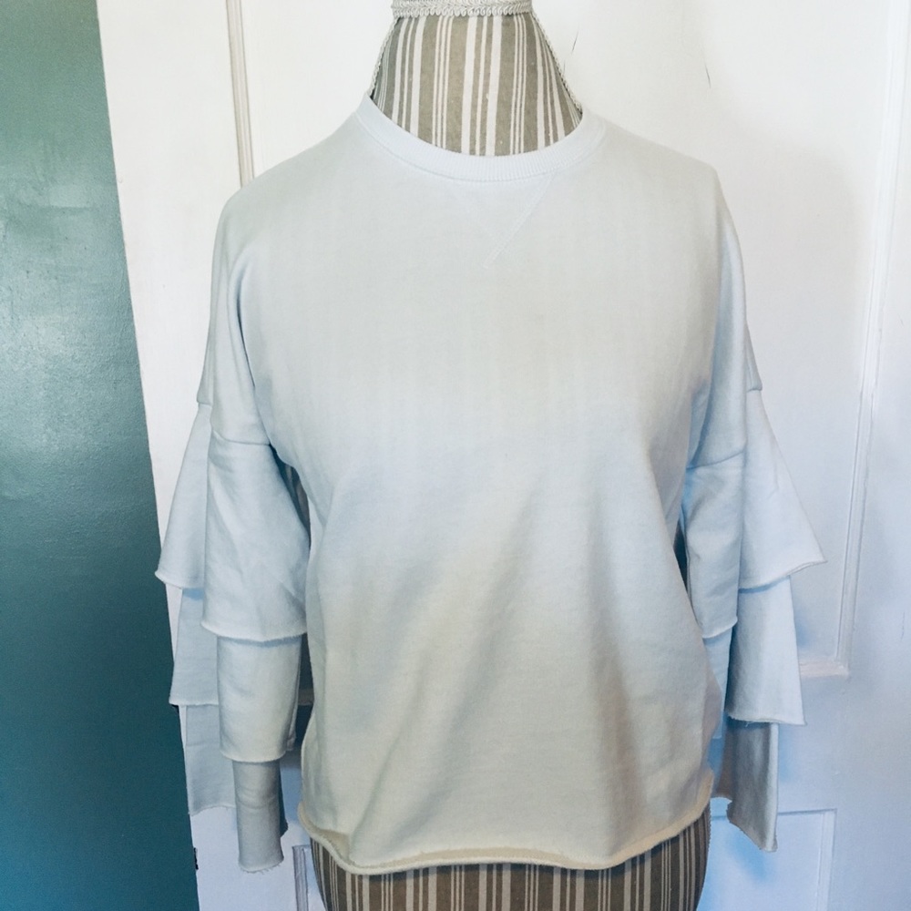 NWT Juicy Couture Ruffled Sky Blue Sweatshirt